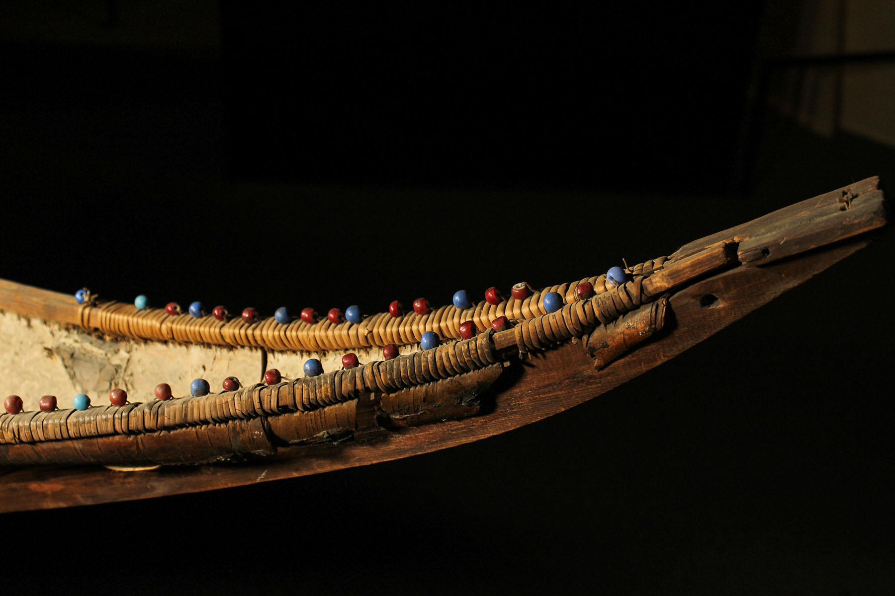 Trade bead, ornamented canoe from the traditional territory of the Tr’ondëk Hwëch’in First Nation (Yukon River).