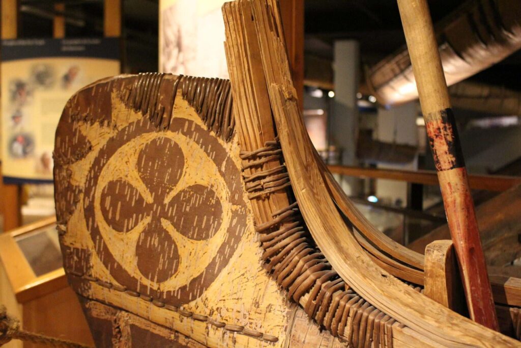 Close-up of details on a canoe