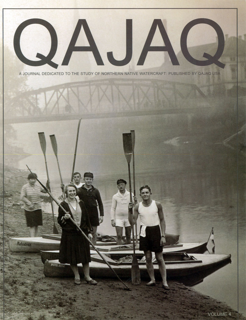 Book cover with a black and white image of several kayaks pulled ashore with paddlers standing beside holding up their paddles.