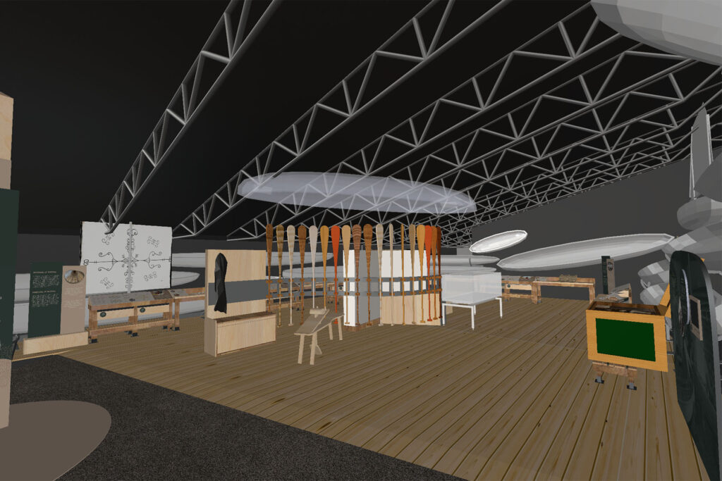 A conceptual render of the exhibit Design, Ingenuity and the Maker in the new Exhibition Hall.