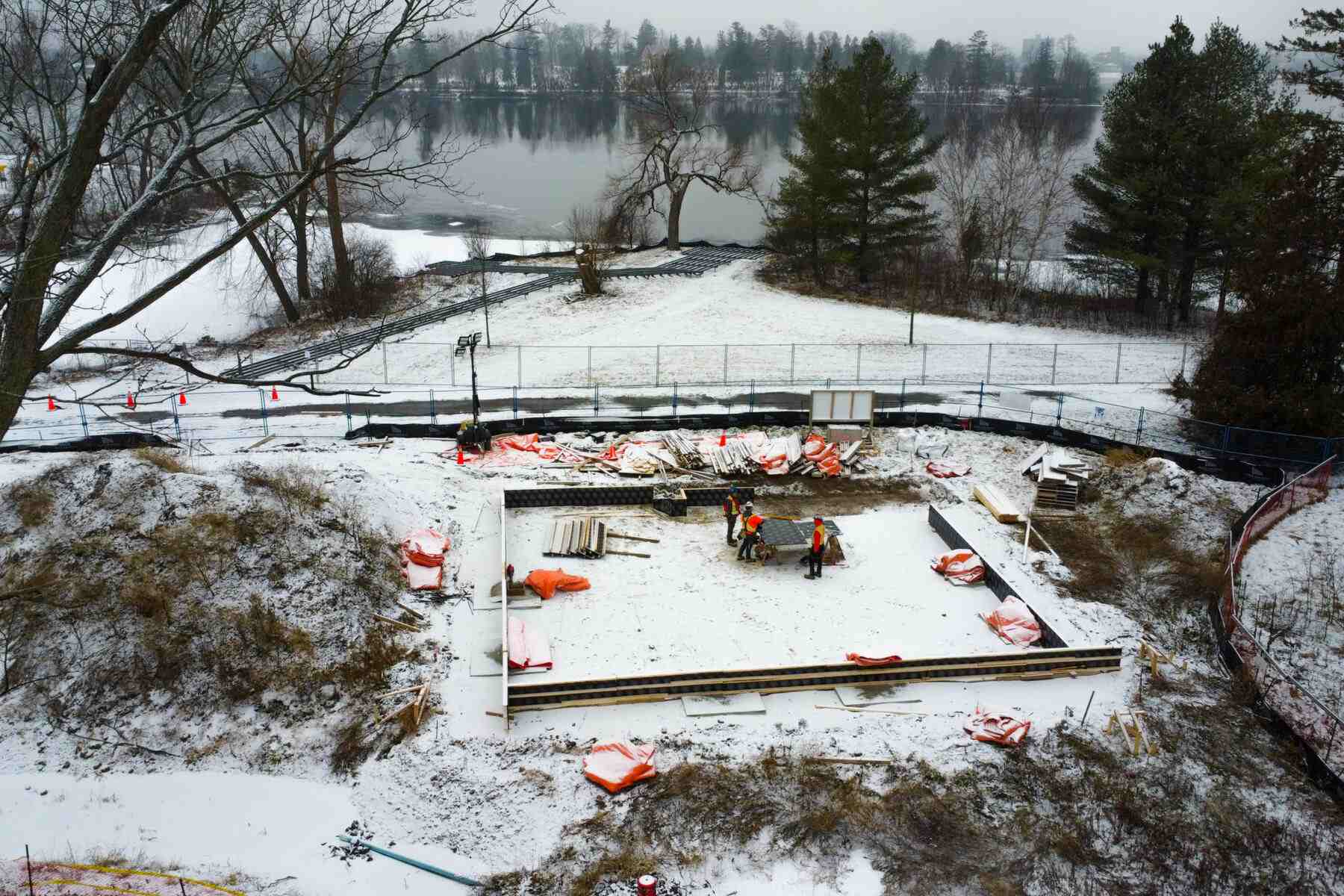 Construction has begun on the Canoe House and boardwalk.