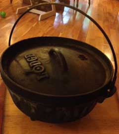 A black dutch oven and lid